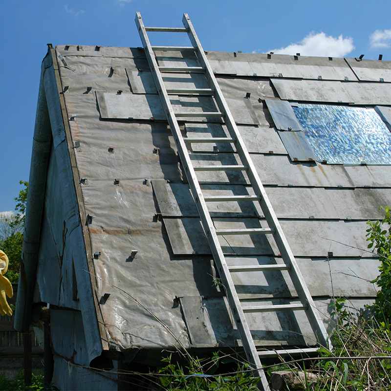 Ladder on PPE protected roof